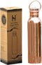 Pure Copper Water Bottle with Carrying Handle by HealthGoodsIn | Seamless Leakproof Ayurvedic Water Bottle 1000 ML