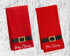 St. Nicholas Square Christmas Towels, Red Bath Hand Towel Set of 2, Mr. & Mrs. Claus with Santa Belt Decorative Design 25 x 16 Inches Bathroom Decorating for The Holidays