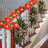 Dazzle Bright 7 FT Christmas Poinsettia Flowers Garland Decorations, 10 LED Lighted Artificial Velvet String Lights with Red Berries Holly Leaves, Xmas Ornaments for Indoor Outdoor Fireplace Decor