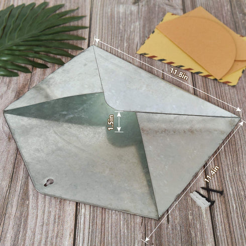 YoleShy Galvanized Mail Organizer Wall Mount Mail Holder Set of 2, Metal Envelope Wall Hanging File Folder Holder, Galvanized Mail Holder, Wall Organizers and Storage for Mail, Letter, Magazine