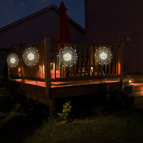 4 Pack 120 LED Firework Copper Wire Hanging Starburst Fairy Lights 8 Modes Remote Waterproof for Christmas Home Party Wedding Garden Xmas Patio Bedroom D©cor Indoor Outdoor Decorations (Warm White)