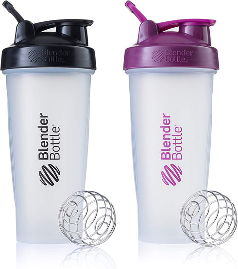 BlenderBottle Classic Shaker Bottle Perfect for Protein Shakes and Pre Workout, 28-Ounce (2 Pack), Colors May Vary