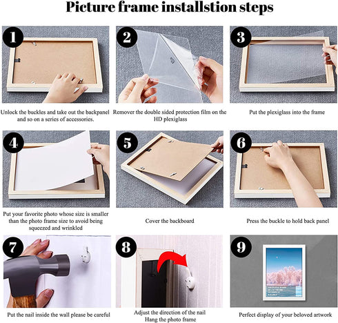 10x14 inch Wood Picture Frames for Wall Hanging,Diamond Painting Frames Rectangle Baby Scan Picture Frame for Family Walls Decoration,Anniversary,Wedding,Christmas,Halloween,Shower,Certificate (White)