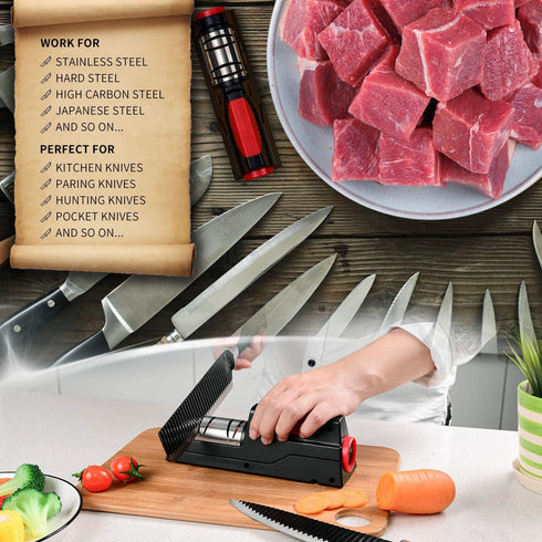 WARSUN Electric Knife Sharpener, Kitchen Knife Sharpening, Professional Knife Sharpener Electric Tool for Chef Knife, Black(Upgraded),not for Ceramic, Serrated Knives