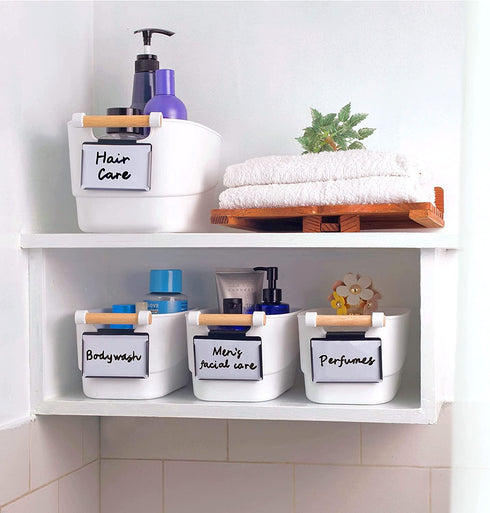 Clip On Labels for Storage Bins 20 Metal Basket Labels with Marker Pens, 20 Blank Cards for Personalized Cube Storage Bin Label Holder