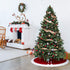 WBHome Christmas Tree Skirt, 48 inch Double-Layer Cable Knit Knitted Thick Rustic Holiday Decoration, Christmas Red with Snow White Plush