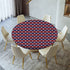 ousente American Flag Fitted Tablecloths, Elastic Edged Polyester Backed Table Cover for 28' Round Tables, Waterproof Wipeable Patriotic Star Cloth 4th of July Holiday Decoration, Red Blue White