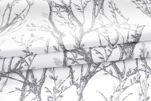 DriftAway Tree Branch Abstract Ink Printing Lined Thermal Insulated Window Curtain Valance Rod Pocket 52 Inch by 18 Inch Plus 2 Inch Header Silver Gray 1 Pack
