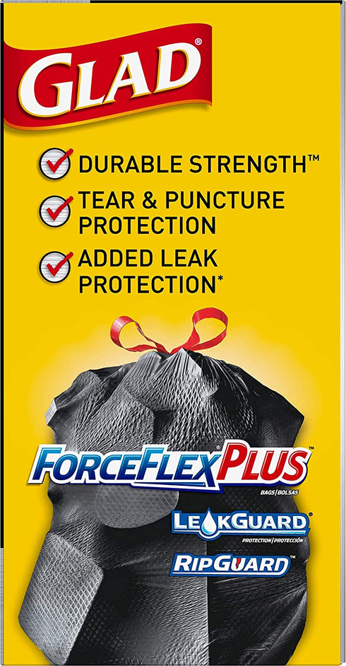 Glad ForceFlexPlus Drawstring Large Trash Bags - 30 Gallon, 50 Ct (Package May Vary)