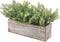 Artificial Wooden Potted Rosemary Plant Dusty Green Faux Greenery Plants in Wood Planter Box s for Rustic Farmhouse Centerpiece Tabletop Kitchen Shelf Decor