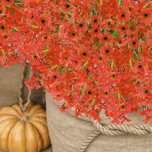 20 Bundles Artificial Outdoor Flowers UV Resistant Fake Flowers No Fade Faux Plastic Greenery Shrubs Garden Porch Window Box Decorating(Orange)