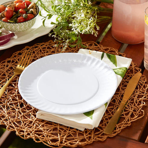 DII Melamine Reusable 9" Round Party or Picnic Plate, Set of 12, White