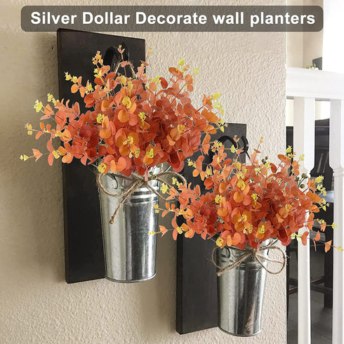 3 PCS Artificial Eucalyptus Leaves Stems, Fake Silk Eucalyptus Branches for Fall Home and Wedding Table Vase Decor, Silver Dollar Eucalyptus as Farmhouse Wall and Patio Planters Decoration