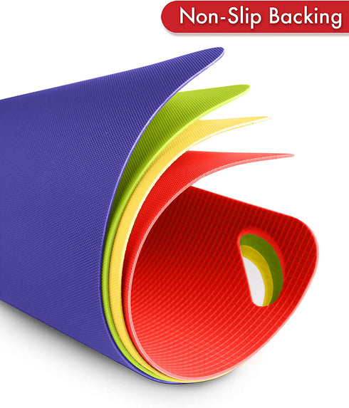 Dexas Mini Heavy Duty Grippmat Flexible Cutting Board Set of Four, 11.5 x 14 inches, Blue, Green, Yellow and Red,6554PK