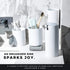Sleek White Bathroom Accessory Set 4 Pcs complete bathroom set. Modern bathroom decor. Bathroom organizer. Accesorios para ba±os. Industrial bathroom accessories. Toothbrush holder Soap dispenser set.