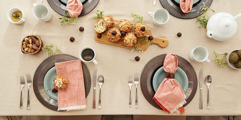DII Kitchen Essentials Everyday French Stripe Tabletop Collection, Tablecloth, 60x104, Taupe/Nautical Blue