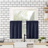 No. 918 Martine Microfiber Semi-Sheer Rod Pocket Kitchen Curtain Valance and Tiers Set, 54 in x 24 in (3 Piece), Navy Blue