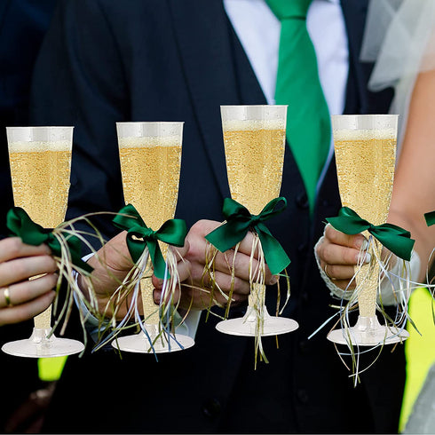 50 Pack Plastic Champagne Flutes Disposable 4.5 Oz Clear Plastic Champagne Glasses Perfect for Wedding and Shower Party