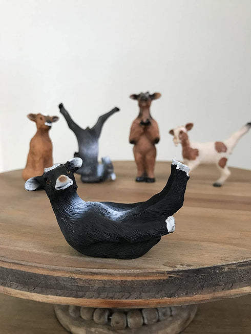 Yoga with Goats Figurines by Bella Haus Designs -Set of Five Goat Statue Action Figures, Goat Yoga Decor- 3? Goat Yoga Poses