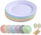 Wheat Straw Plates Set of 6, Unbreakable Plate Set with 2 Loofah Dish Sponges, Lightweight Great for Party / Picnic / Camping / BBQ / Pizza, BPA-Free, Microwave-Safe (6 Colors, 10 inches)