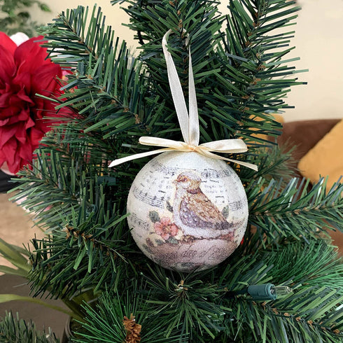 FAVRD 12 Days of Christmas Ornaments Set Shatterproof Christmas Tree Decorations Christmas Decor Holiday Decorative Hanging Ornaments, Set of 14, Each Ornament 3 Inch Diameter, 3.5 Inch High, Beige