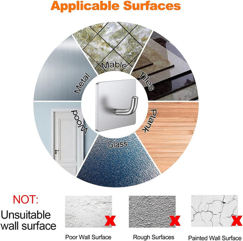 Budding Joy Adhesive Hooks Heavy Duty Stick on Wall Hooks Towel Hooks Door Hooks Waterproof Stainless Steel Adhesive Towel Hooks Adhesive Holders for Hanging Clothes Bathroom Adhesive Hook 4 Pack
