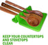 C.I.H. Collapsible Strainer | Collapsible Colander for Kitchen | 3 Piece Green Set | Large Over the Sink Strainer with Extendable Handles | Small Rectangular Strainer | Heat Resistant Utensil Rest