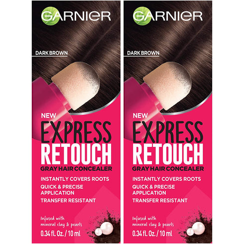 Garnier Hair Color Express retouch gray hair concealer, instant gray coverage, Dark Brown, 0.68 Fluid Ounce