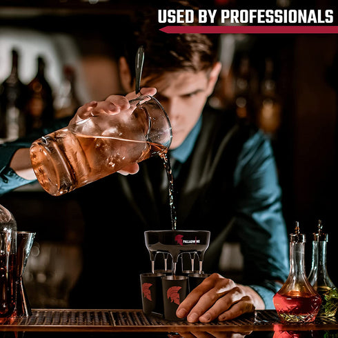 Spear Shot Dispenser with 5 Glasses Pack Premium Quality Hard Plastic Liquid Pourer and Holder - Durable Stainless Steel Glass Smart Gadget Multiple Shots for Party Fiesta Holiday with Family Friends