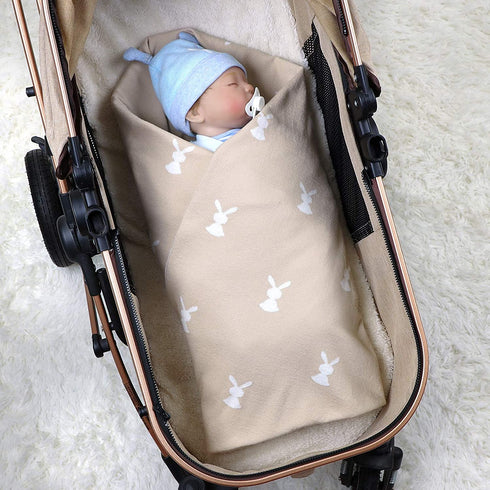 LAWKUL Baby Wrap Blanket Soft 100% Cotton Baby Blanket Knit Crib Receiving Blanket with Bunny Pattern Swaddle Cute Blanket for Babies Boy and Girl in Easter Size 4030 Inches