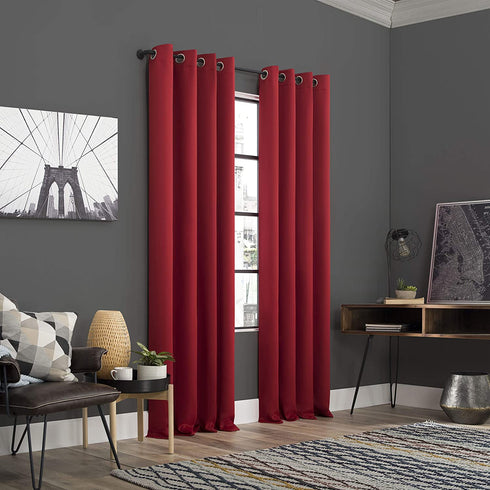 Sun Zero Soho 2-pack Blackout Energy Efficient Grommet Curtain Panel Pair, 54" x 63", Red