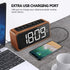 Radio Alarm Clock, Large LED Display Wood Digital FM Alarm Clock, Adjustable Brightness Dimmer and Snooze, Simple LED Clock with Dual Alarm, 12/24 Hour, Powered by AC Adapter (White LED)