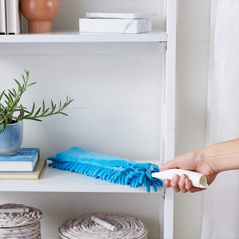 Amazon Basics Chenille Duster, 3 Pads, Blue and White