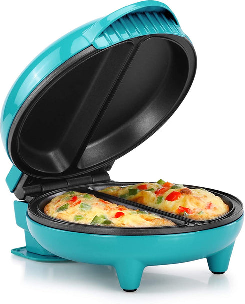 Holstein Housewares - Non-Stick Omelet & Frittata Maker, Teal/Stainless Steel - Makes 2 Individual Portions Quick & Easy,HH-09125007E
