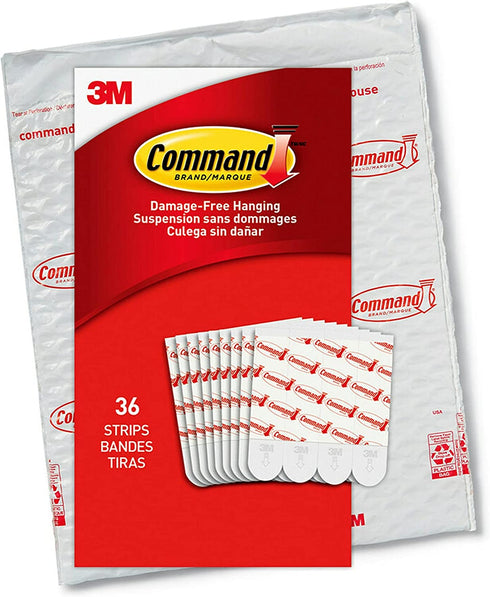 Command Medium Refill Strips, White, 36-Strips - Easy to Open Packaging