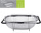 18/8 Stainless Steel Over The Sink Colander with Fine Mesh Strainer Basket & Expandable Rubber Grip Handles - Strain, Drain, Rinse Fruits, Vegetables