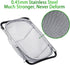 18/8 Stainless Steel Over The Sink Colander with Fine Mesh Strainer Basket & Expandable Rubber Grip Handles - Strain, Drain, Rinse Fruits, Vegetables