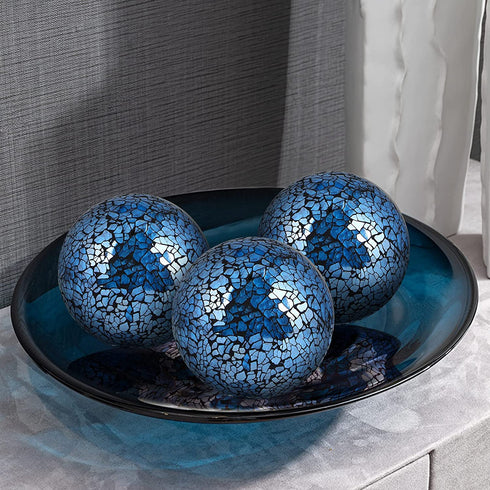 MDLUU Decorative Glass Balls, Mosaic Sphere, Decorative Orbs, Centerpiece Balls for Bowls, Vases, Dining Table Decor, Diameter 4 Inches, Pack of 3 (Turquoise)