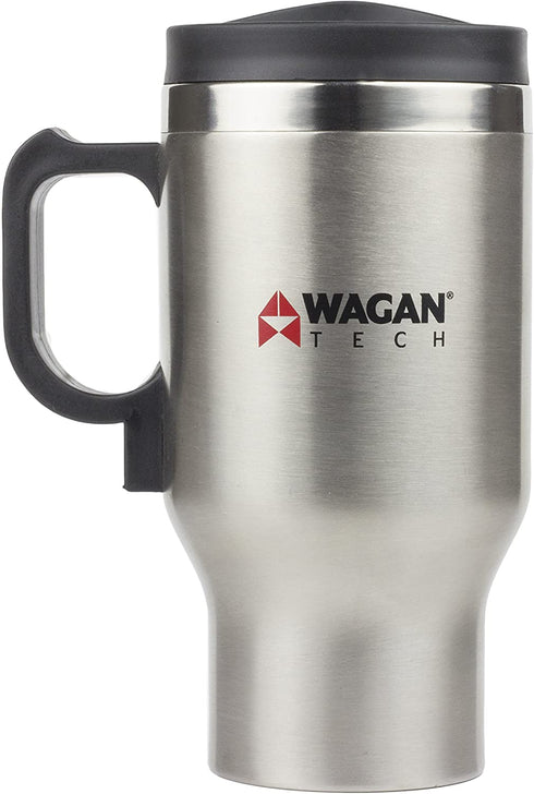Wagan EL6100 12V Stainless Steel 16 oz Heated Travel Mug with Anti-Spill Lid, 1 Pack