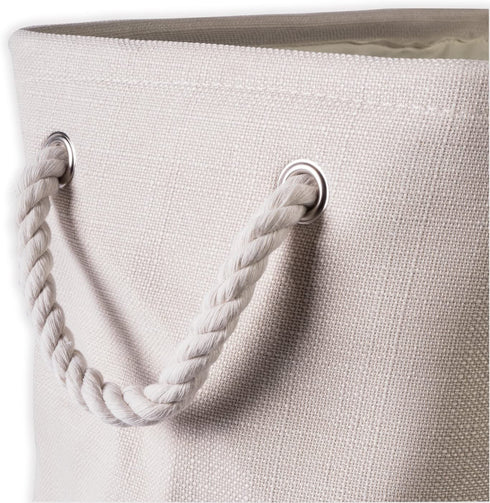 DII, Collapsible Variegated Polyester Storage Bin with Cotton Handles Large Cream