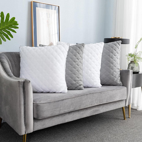 Lipo 18x18 Pillow Inserts Quilted- Set of 2 Up to 520GR Filling Throw Pillows Hypoallergenic - Bedding Square Pillows Luxury Decorative for Couch Bed Office Hotel (White, 18x18 Inch)