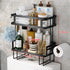 Over The Toilet Storage Shelf,Bathroom Organizer, Above Storage Cabinet Restroom Paper Holder,No Drilling Space Saver with Wall Mounting Design (Black)