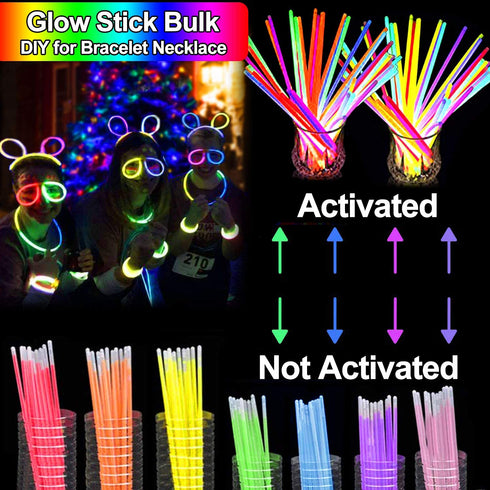 60 PCS Glow in the Dark Party Supplies Glow Sticks Bulk 2020 New Year LED Party Favor Light Up Toys Kid/Adults 50 Glow Sticks Necklaces Bracelets / 5 Light Up Glasses/ 5 Led Flower Crown