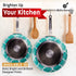 Kitchenly Nonstick Frying Pans with Lids - Granite Frying Pans with Stone Coating | Nonstick Skillet Cooking Pan Set | Electric, Gas, & Induction Compatible | 9.5 & 11 inch Pans | Turquoise - 2 Pack