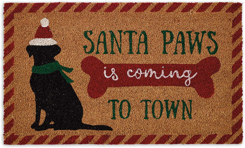 DII Christmas Pun Holiday Pet Natural Coir Doormat, 18x30, Santa Paws