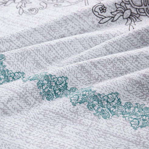Wake In Cloud - Pack of 2 Pillow Cases, Reversible with Gray Grey Teal Turquoise, Soft Microfiber Pillowcases (King Size, 20x36 Inches)