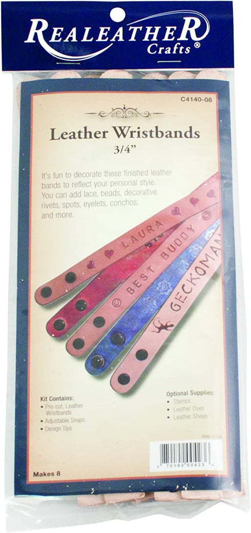 Realeather, Natural Narrow Leather Wristbands, 8-Pack, 8 Count