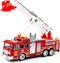 Toysery Fire Truck Toy with 3D Flashing Lights, Siren and Fire Fighter Sounds Effects. Extendable Rotating Rescue Ladder for Boys & Girls 3 -7+ Years Old