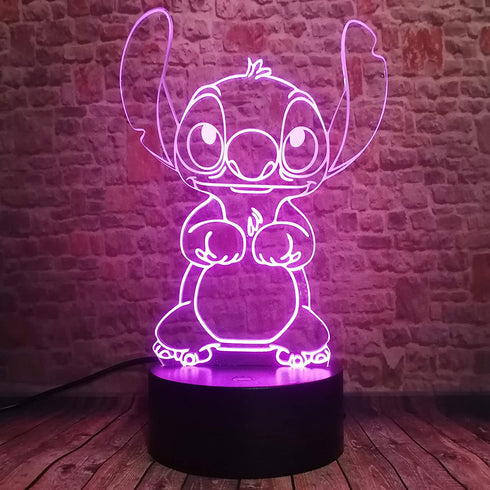 Fanrui Children Anime Animals Stitch - Lilo and Stitch - 3D Cartoon Kawaii Figure Action Lovely 7 Color Change IR Remote Night Lights Home Boys Room Decor Child Kids Friend Xmas Birthday Holiday Gifts