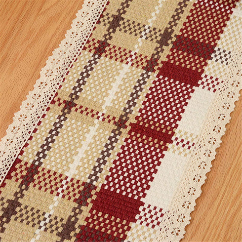 Macrame Table Runner, Rustic Farmhouse Cotton Linen Table Runner for Dining Room Dresser Farmhouse Decor, 12 x 82 Inch, Beige